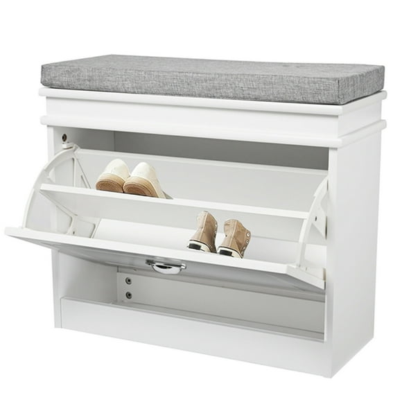 Banc de Rangement pour Chaussures Hallway avec Tiroir Rabattable et Coussin de Siège, Organisateur d'Étagères pour Chaussures de Maison 23.6"L x 9.4"W x 20"H