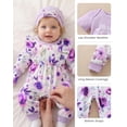 thumbnail image 2 of KIMI BEAR Newborn Baby Girl Layette Set Shower Gift Sets 4 Packs Romper Pants Sets Long Sleeves Short Sleeves Floral Bodysuit with Hat Gloves 10pcs Purple NB, 2 of 7