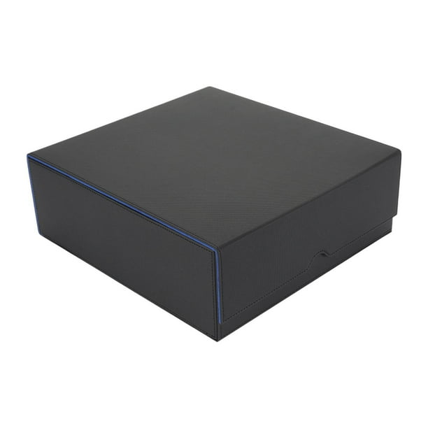 Caja para de cartas coleccionables con cierre magnético, organizador multiusos para tarjetas de béisbol, PU Azul negro