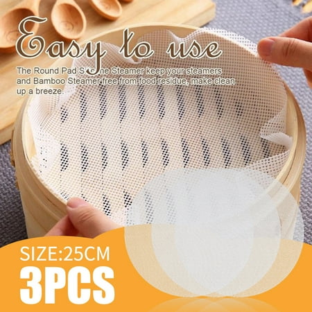 

Qepwscx Reusable Kitchen Silicone Steamer Mesh Non-stick Pad Round Shape Dumplings Mat Steamed Buns Baking Pastry Dim Sum Mesh QW Warehouse On Sale Clearance