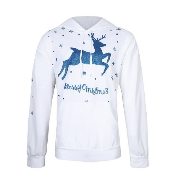 Sudadera informal de manga larga con capucha y estampado navideño para mujer Pompotops gfhjh13463