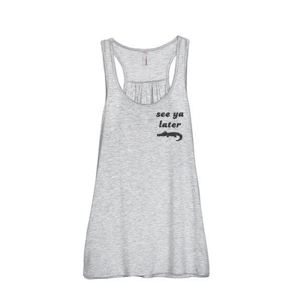 See Ya Later Alligator Women's Fashion Sleeveless Flowy Racerback Tank Top Sport Grey Large