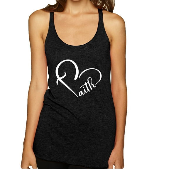 Wild Bobby Heart Made Of Faith Inspirational/Christian Women Tri-Blend Racerback Tank Top, Vintage Black, Small