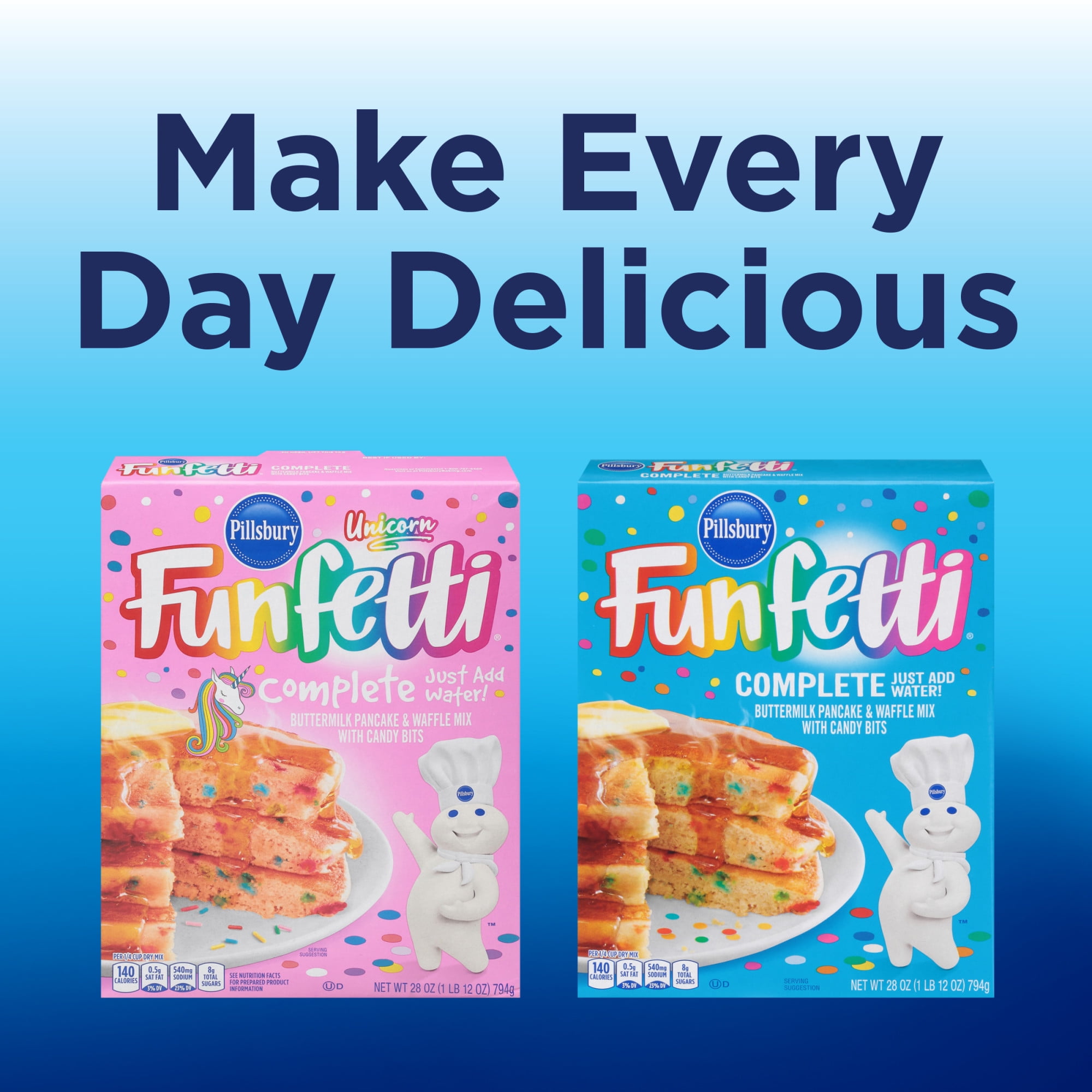 (6 pack) Pillsbury Funfetti Unicorn Complete Buttermilk Pancake and Waffle Mix, 28 Oz Box