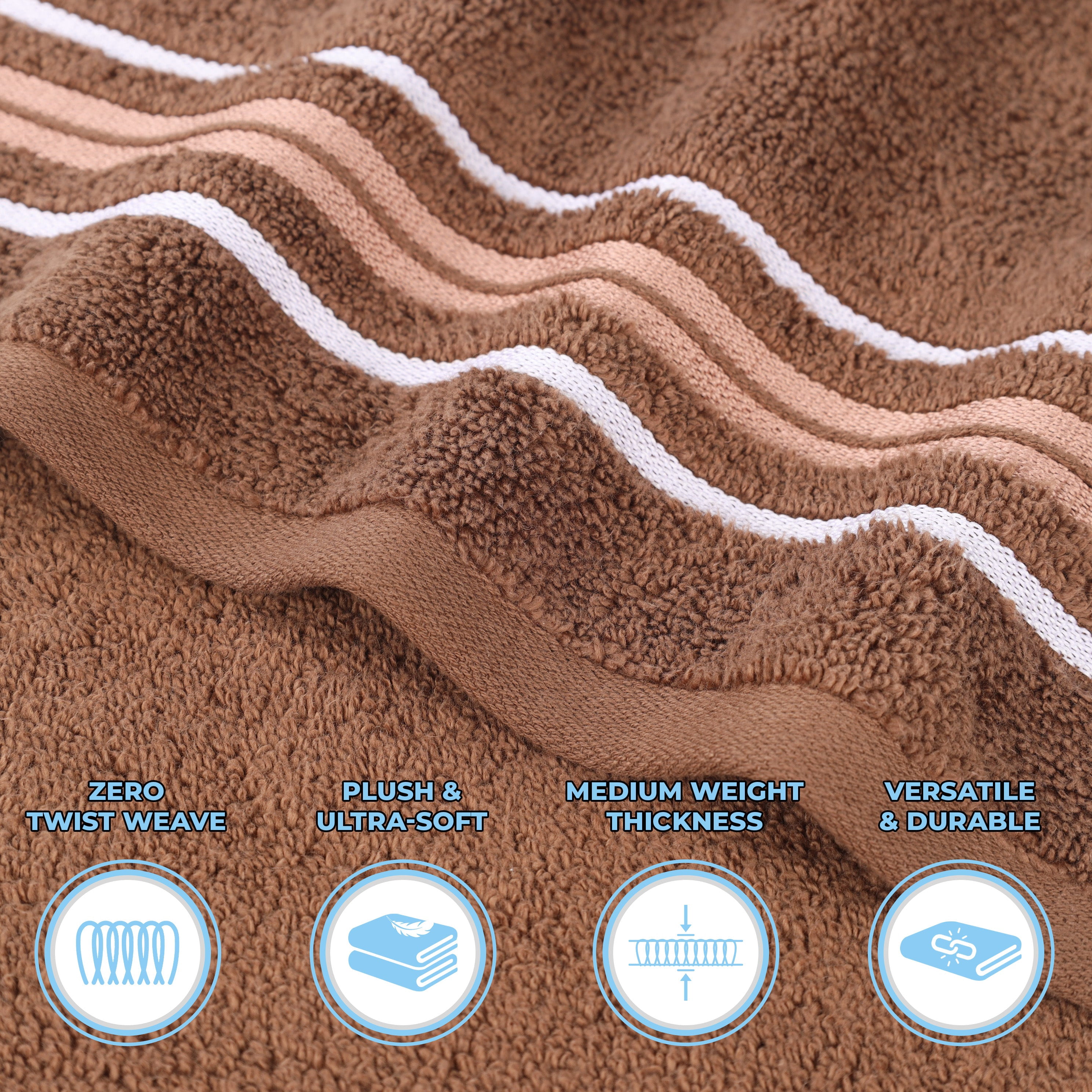 Superior Sadie Zero Twist Cotton Solid Hand Towel, Set of 6, Chocolate