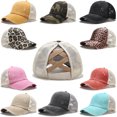 thumbnail image 2 of 2022 gorra de béisbol con cola de caballo para mujer, gorras de camionero de algodón lavado desgastado, gorra informal de verano con visera brillante, sombreros de satén para papá xuanjing  unisex, 2 of 2