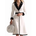 thumbnail image 2 of Women'S Colorblock V-Neck Blazer Dress - Long Sleeve Buttoned Party Outfit Black & White XXL, 2 of 8