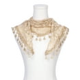thumbnail image 2 of INSPIRE CHIC Lace Rose Floral Mantilla Scarves, Tassel Mesh Triangle Shawl, Chapel Head Covering Mass Bridal Veils 55.1x18.9" Khaki, 2 of 5