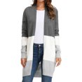 thumbnail image 4 of Grace Karin Women's Black and White Long Cardigan Striped V-Neck Casual Sweaters with Pockets, 4 of 5