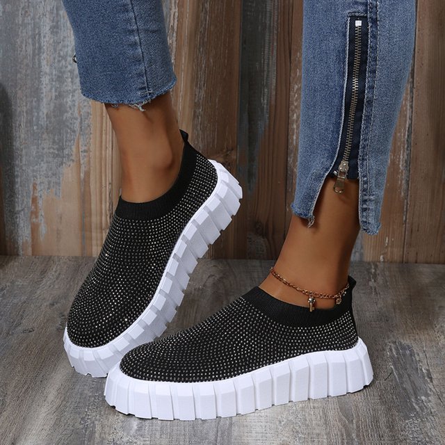 Zapatos de color sólido con suela gruesa para mujer, zapatos deportivos casuales transpirables de malla Wmkox8yii ytu3421