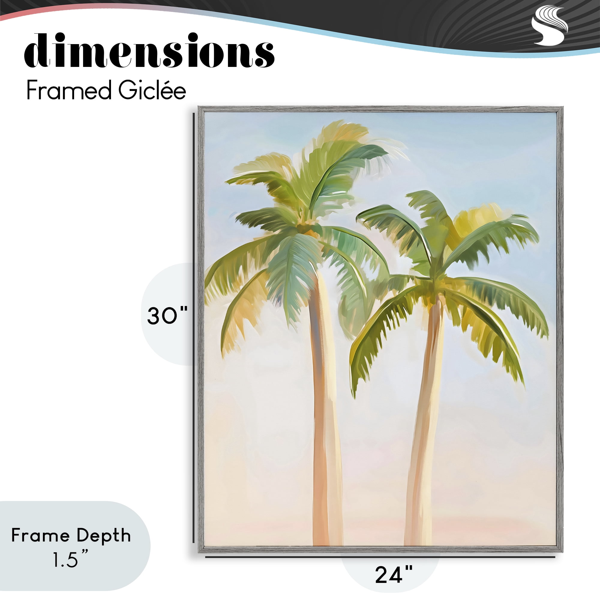 Stupell Industries Tropical Palm Twins at Sunrise Gray Framed Giclee Art, design by The Prints Vibe