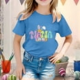thumbnail image 2 of Baby Girl Summer Clothes Kid Girls Easter Cute Graphic Round Neck Short Sleeve Tee Summer Casual T Shirt Toddler T Shirts Blue 4 Years-5 Years, 2 of 4