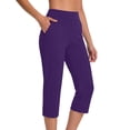 thumbnail image 2 of Zedker 15"/ 18"/ 21"/ 25" Capri Pants for Women High Waist with Pockets Women's Capris Workout Yoga Pants Loose Straight Leg Pants Purple Size S-XXL, 2 of 7