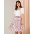 thumbnail image 4 of DARING DIVA Women's Floral Chiffon Layer Ruffle Hem Midi Skirt XS Pink, 4 of 6