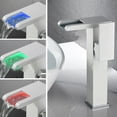 thumbnail image 2 of Bgsha LED Waterfall Faucet Bathroom Faucet with Water Inlet Pipes Cold Hot Mixer Tap, 2 of 4