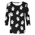 thumbnail image 1 of Puntoco Camiseta Suelta con Estampado de Moda para Mujer Camisa de Manga de Siete Puntos Camiseta Informal con Cuello Redondo Puntoco Puntoco-2900, 1 of 4