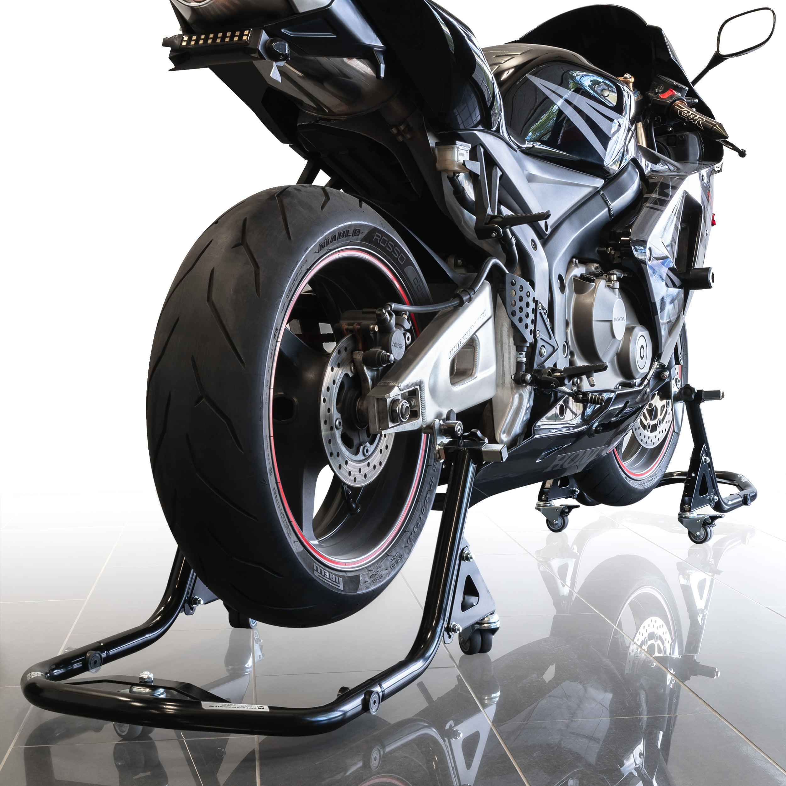 Compatible with 2004-2021 Kawasaki ZX1000 Ninja ZX-10R Black Venom Dolly Stands Front & Rear Combo Motorcycle Wheel Lift Paddock Jack 