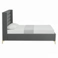 thumbnail image 3 of Inspired Home Montez Upholstered Linen Queen Size Wingack Platform Bed, Grey, 3 of 7