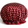 thumbnail image 2 of ZHAOCHENG Gorro de ducha reutilizable de alta calidad y elegante con diseño de moda con un hermoso patrón y color (talla de adulto, rojo vino), 2 of 4