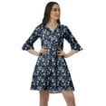 thumbnail image 1 of Moomaya Women Printed Drawstring Mini Dress V Neck Ruffle Sleeves Summer Dress, 1 of 4