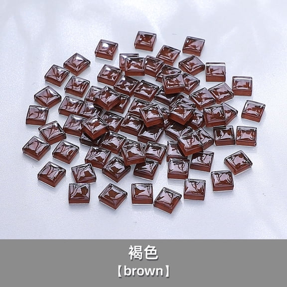 Zhuge 200 Pcs 1×1cm Square Laser-Cut Crystal Glass Mosaic Tiles, DIY Creative Art Craft Materials for Home Decor & Art Projects, Dark Brown