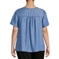 thumbnail image 3 of Terra & Sky Women's Plus Size Pintuck Blouse with Short Sleeves, 3 of 5