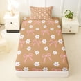 thumbnail image 3 of Erosebridal Cute Bowknot Daisy Twin Sheet Sets,Cartoon Flowers Blossom Bedding For Girls Kids,Orange White Pink 3 Pieces, 3 of 6