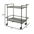 thumbnail image 5 of 35 Inch 2 Tier Bar Cart, Industrial Style, Caster Wheels, Rustic Bronze- Saltoro Sherpi, 5 of 5