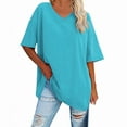 thumbnail image 2 of TYGHBN Women'S Spring and Summer Loose Half Sleeve V Neck Loose Casual Tunic Top for Women Workout T Shirts Women Short Sleeve Scrub Jackets Long Sleeve Thin T Shirt Women Long Sleeves Shirts Women, 2 of 3