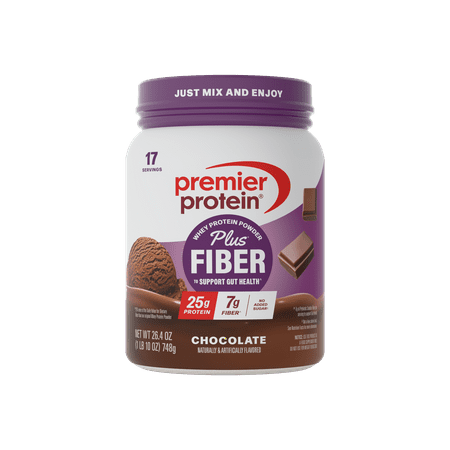 Premier Protein, Protein + Fiber, Chocolate 17 Servings