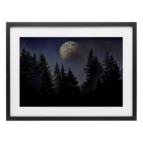 Stupell Industries Love And The Moon Black Framed Print Under Glass design by Sophie 6, 14 x 20
