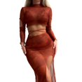 thumbnail image 2 of Wyzesi Trendy Beach Cover-Ups Lace Split Bikini Four Piece Swimsuit Set Red S, 2 of 9