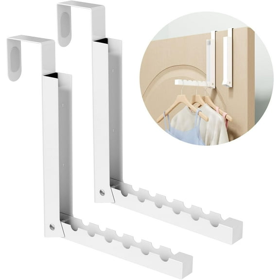 Over The Door Hanger Folding Clothes Drying Rack Hanging Coat Rack for Indoor Laundry Room Compact Small Space Foldable Portable Clothing Hook Collapsible- 2 Pack