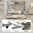 thumbnail image 6 of UIOWIO Triple Bunk Bed Twin over Twin with Trundle, Includes 3 Twin Size 6" Green Tea Memory Foam Mattresses, Convertible Metal Frame with Ladder and Guardrail, for Teens and Adults, Silver, 6 of 10