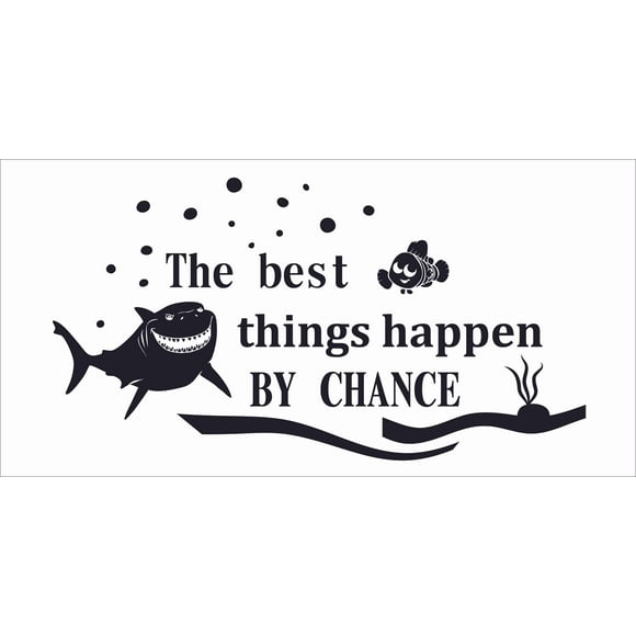 Bruce The Shark And Nemo Wall Art Decal | Stick And Peel Removable Walt StickerDecal Pictures Movie Finding Nemo Quotes Home Bedroom Decoration Sticker 10" x 20" - The Best Things Happen By Chance