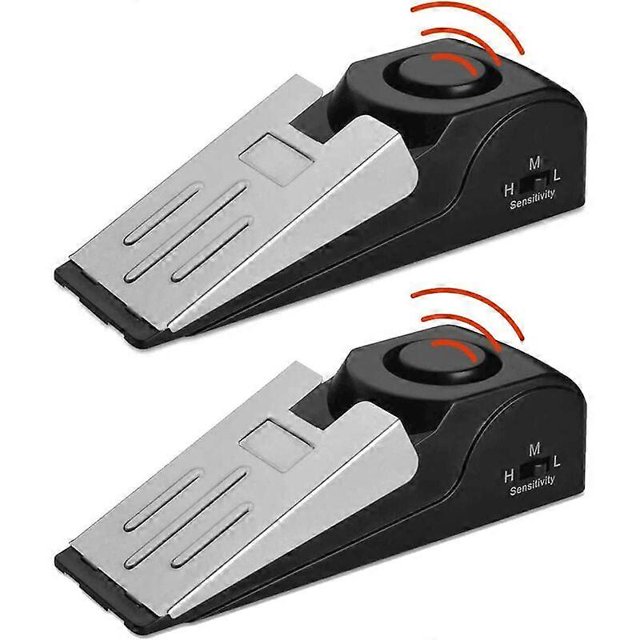 Mini Wireless Door Stop Alarm, 2 Pack Wedge Door Stop Blocking Security System with 120dB Siren
