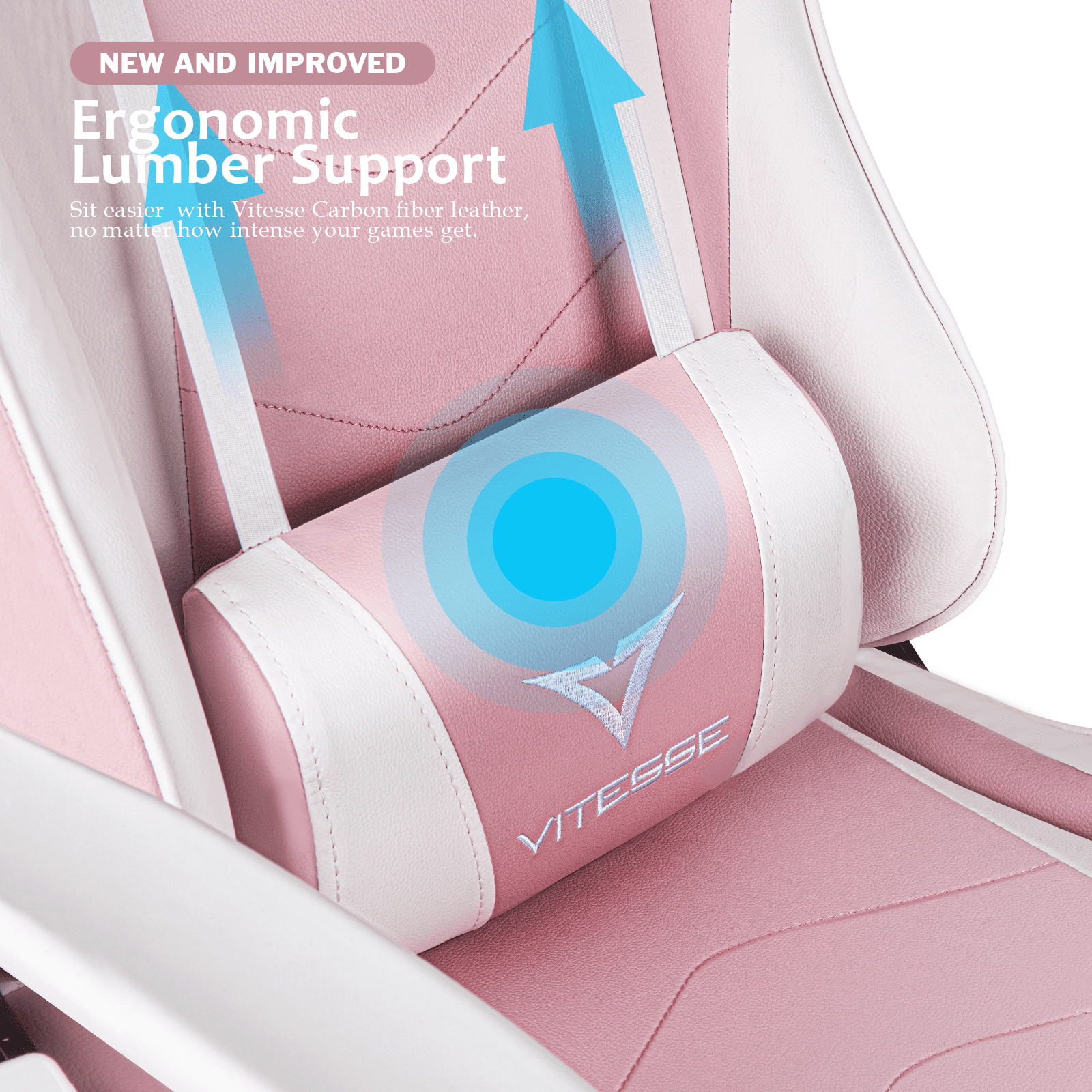 BOSSIN Pink Gaming Chair Cute Kawaii Gaming Chair for Girl Ergonomic Office Desk Chair Racing Office Chair Adjustable High Back Chair Game Chair Swivel Leather Chair with Lumbar Support and Headrest