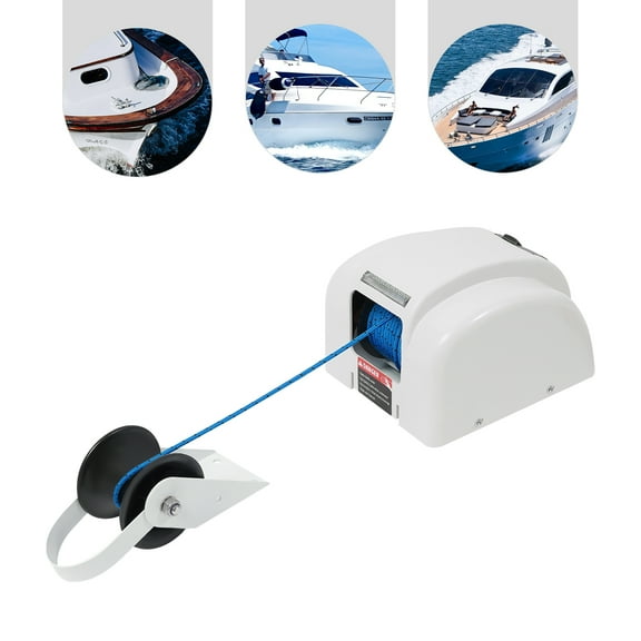 Safe & Efficient 12V Electric Anchor Winch - 700lbs Rope Strength, Sealed Switch, Great for Pleasure Boats & Patrol Vessels
