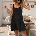 thumbnail image 5 of ClodeEU Women's Summer V Neck Spaghetti Strap Ruched Ruffle Hem Mini Dress,Solid Color Loose Fit Casual Flowy Sundress Black,Women's Plus L, 5 of 8