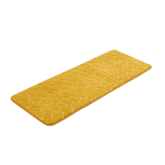 Yellow Mustard Bath Rug Runner Mat Memory Foam 3D Pebble 48"L x 18"W