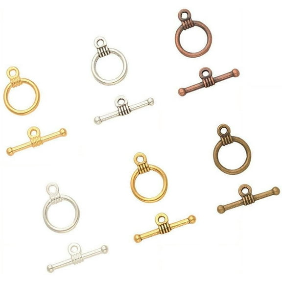 1Box 150 Sets Round Toggle Clasps Bracelet Closure Clasps Jewelry Fastener Clasps Buckle OT End Clasps T-Bar Connectors Bar and Ring Clasps for Necklace Jewelry Making DIY Craft 6 Color