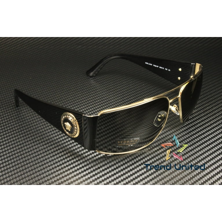 Versace Black Aviator Sunglasses, Metal Frame, Grey Plastic Lenses