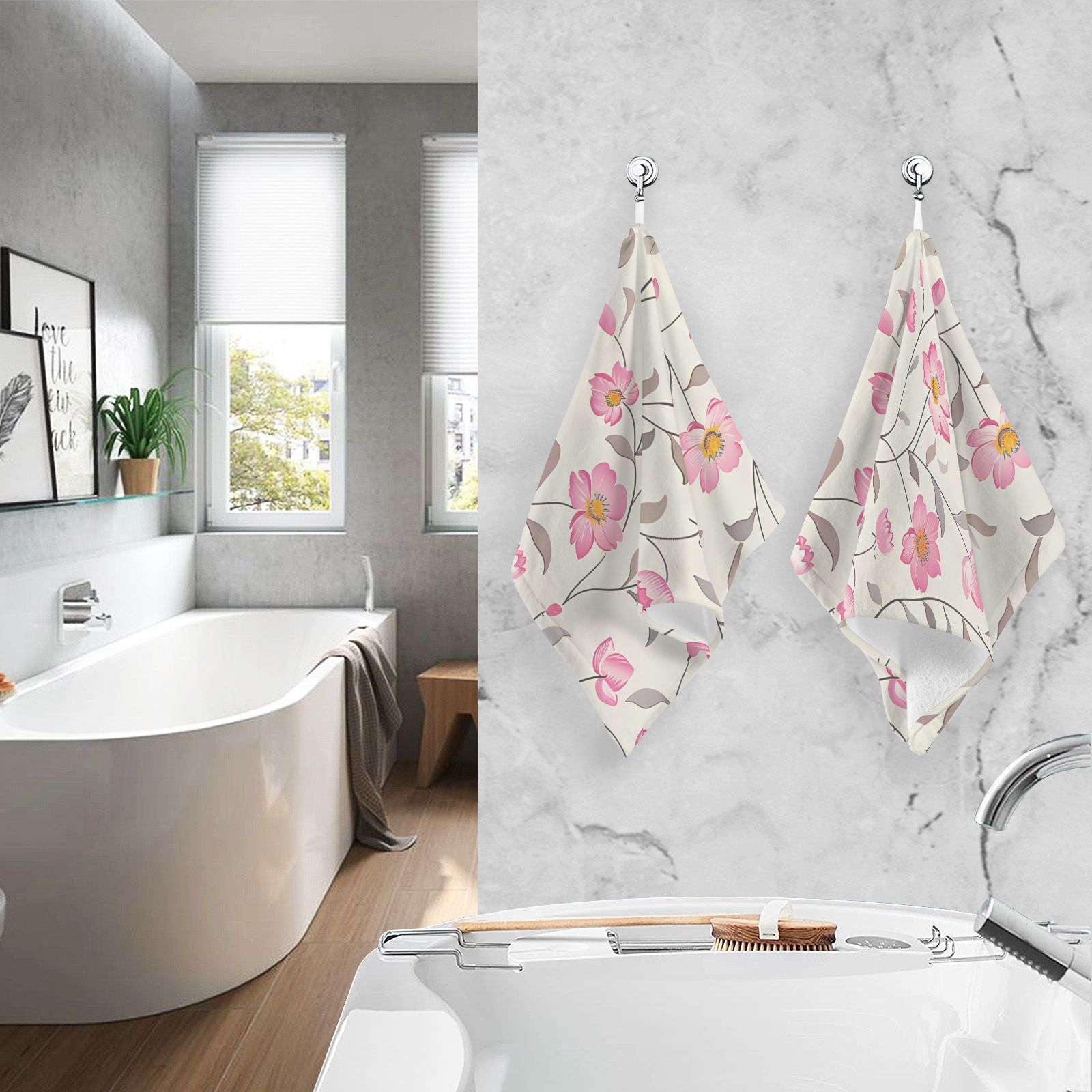 Little Flowers Floral Hand Towels Cotton Bath Towels Large Face Towels Absorbent for Bathroom 2 Packs
