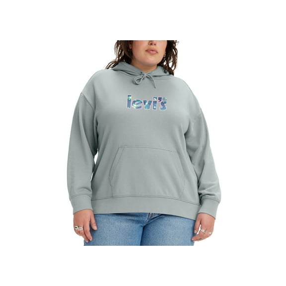 Levis Trendy Plus Size Graphic Standard Fit Hoodie Sparkling Water Fill Misty Blu 2X