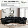thumbnail image 4 of Recliner Sofa Sectional Couches with LED Light for Living Room,Leather Reclining Corner Sectional Sofa with 3 Recliner Seats,Cup Holder,Storage Console for House/Home Theater, Black, 4 of 7