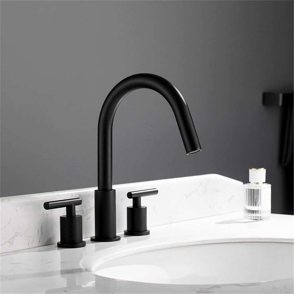 Vinnova 114123-BAF-MB Lodosa Widespread Matte Black Bathroom Basin Sink Faucet