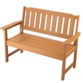 thumbnail image 1 of KFFKFF Outdoor Bench, 50.5 inch, 800 lbs Weight Capacity for 2-3 Persons, Weatherproof Plastic Frame with Backrest and Wide Armrests, 1 of 9