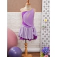 thumbnail image 3 of Haitryli Kids Girls Rhinestone Color Block Figure Ice Skating Dress Sleeveless Ballet Dancewear Lavender 10, 3 of 7
