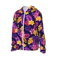 thumbnail image 3 of Goofa Purple Flower Printed Women's UPF 50+ Sun Protection Hoodie Jacket Lightweight Long Sleeve Sun Shirt for Women with Pocket Hiking Outdoor-Large, 3 of 9