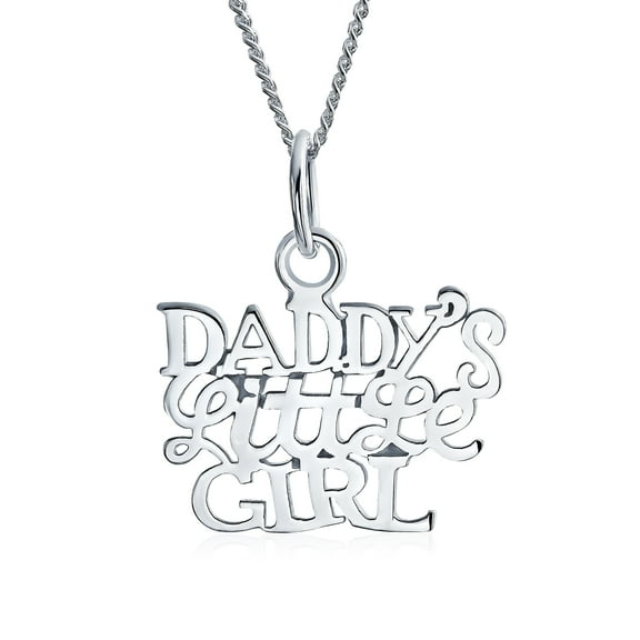 Bling Jewelry Womens Inspirational Words 'Daddy's Little ' Pendant Necklace Sterling Silver